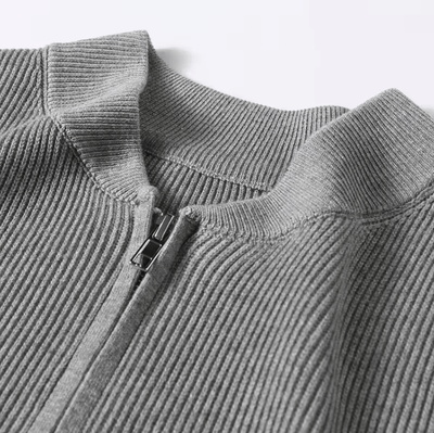 Eleganter Herren Baumwolle Vollreißverschluss Cardigan