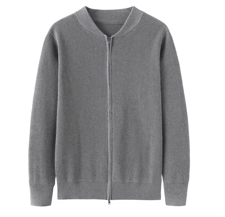 Eleganter Herren Baumwolle Vollreißverschluss Cardigan