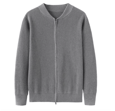 Eleganter Herren Baumwolle Vollreißverschluss Cardigan