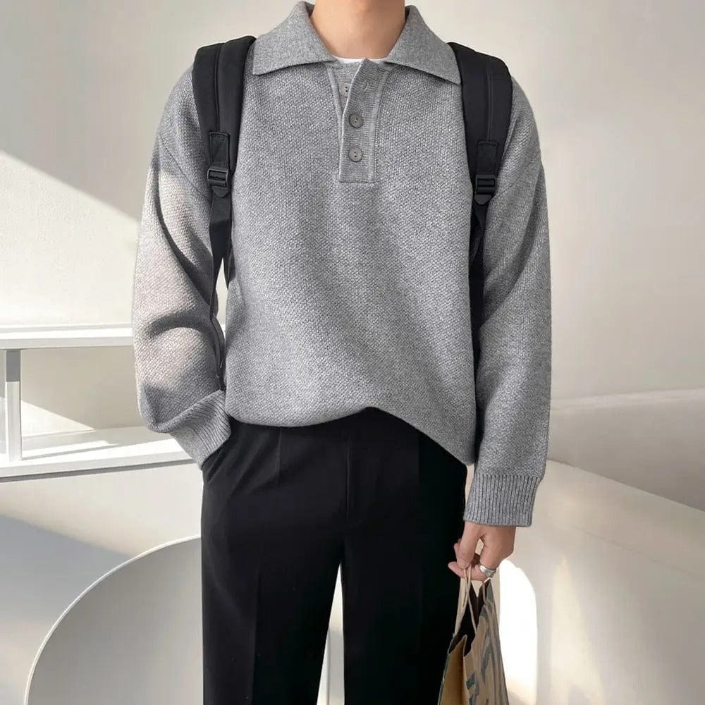 Lässiger Herren Henley Polo Pullover
