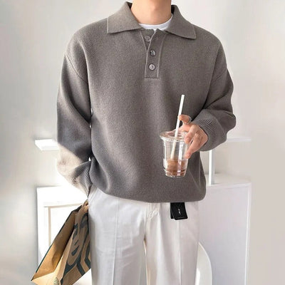 Lässiger Herren Henley Polo Pullover