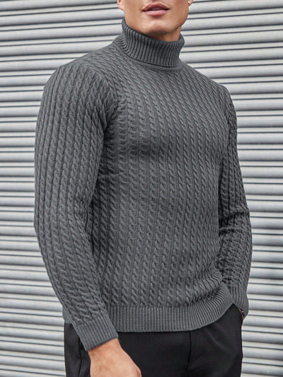 Strukturierter Rollkragen Strickpullover Herren