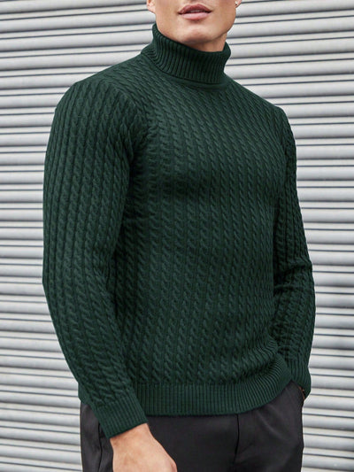 Strukturierter Rollkragen Strickpullover Herren