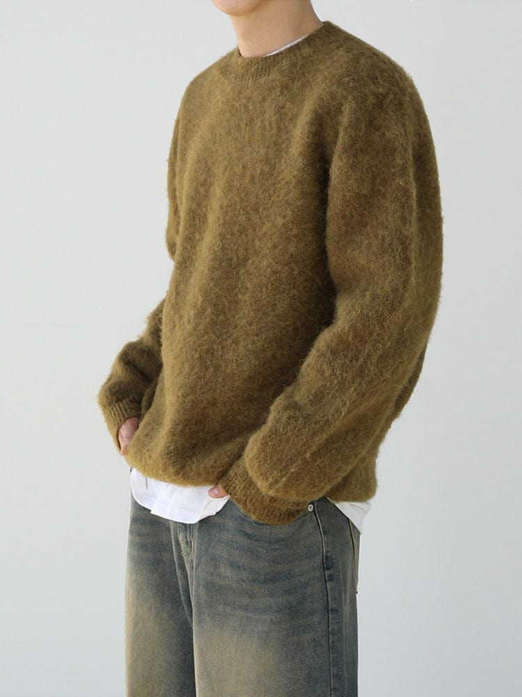 Gemütlicher Rundhals Wollpullover Herren