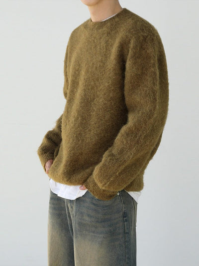 Gemütlicher Rundhals Wollpullover Herren