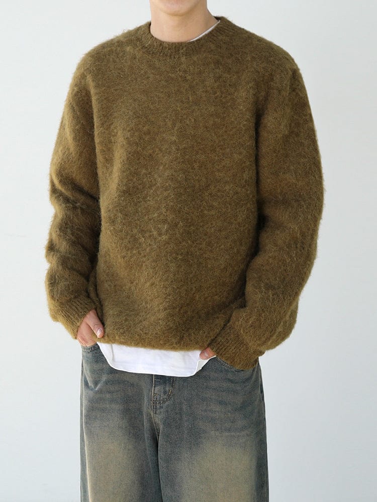 Gemütlicher Rundhals Wollpullover Herren