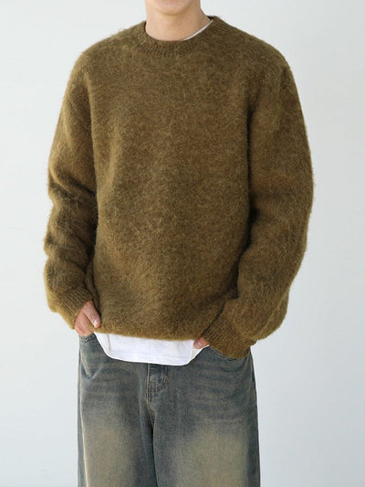 Gemütlicher Rundhals Wollpullover Herren