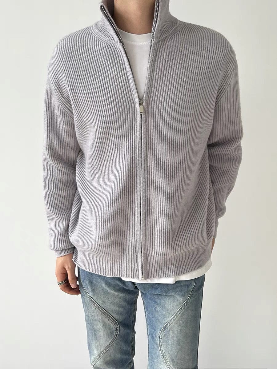 Winter Voll-Reißverschluss Strickpullover Herren