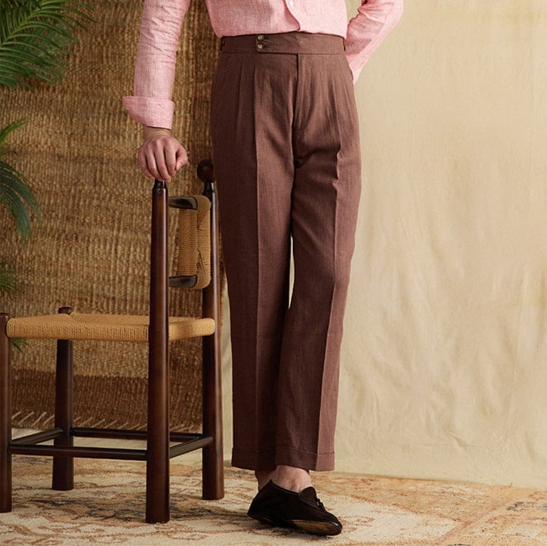 Lässige Leinen Plissierte Hose Herren