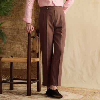 Lässige Leinen Plissierte Hose Herren