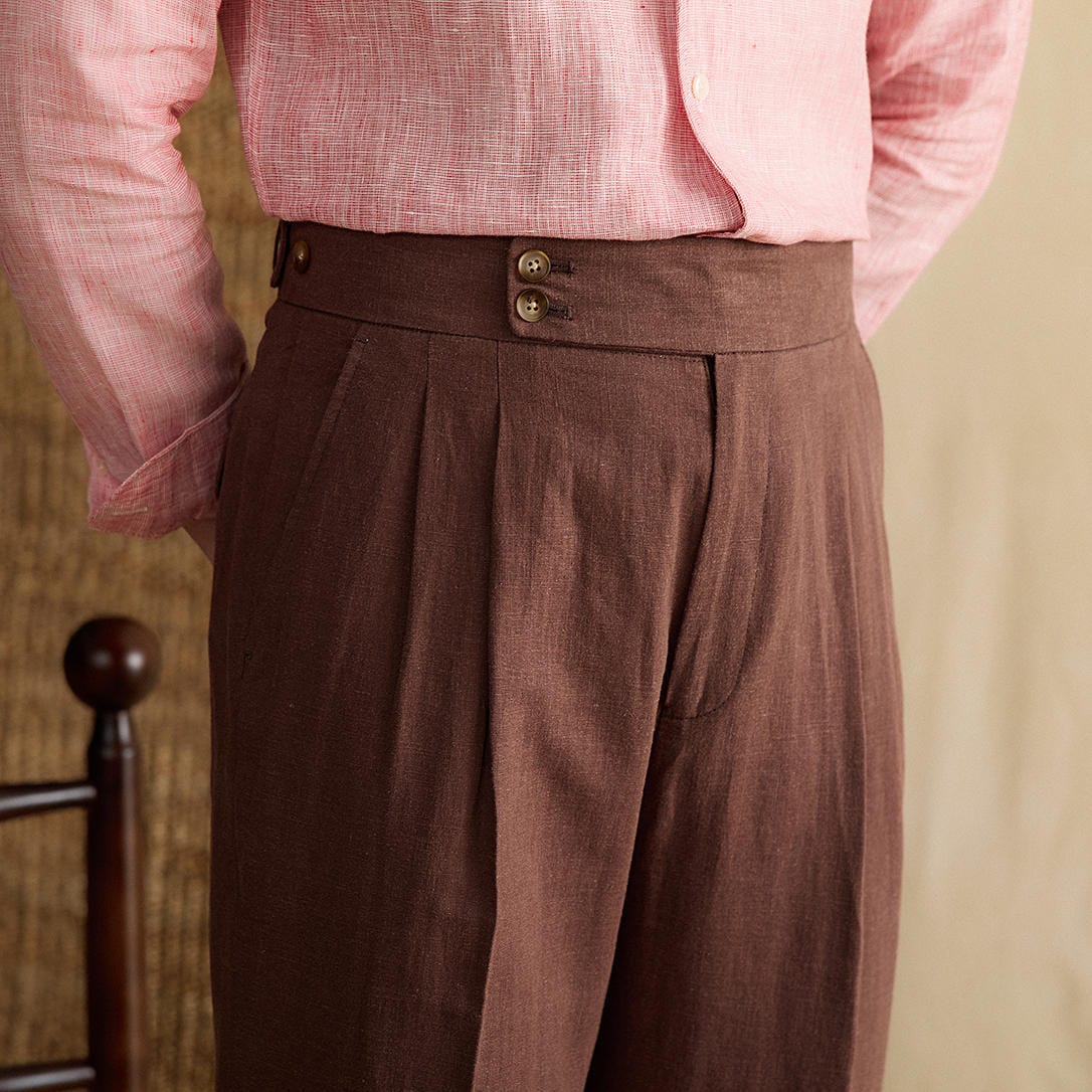 Lässige Leinen Plissierte Hose Herren