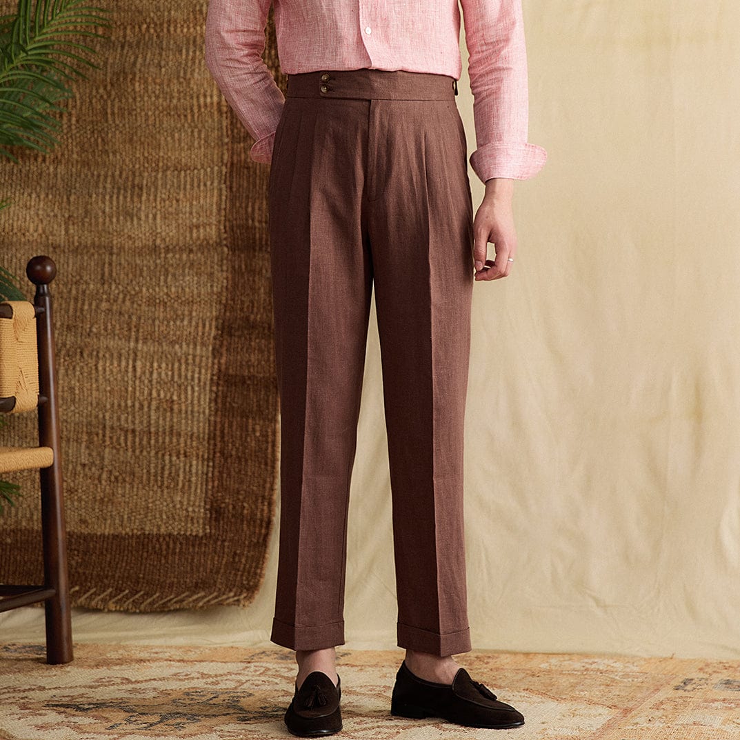 Lässige Leinen Plissierte Hose Herren