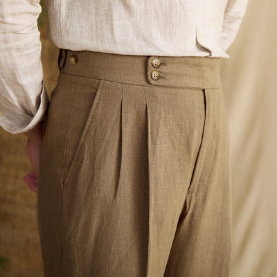 Lässige Leinen Plissierte Hose Herren