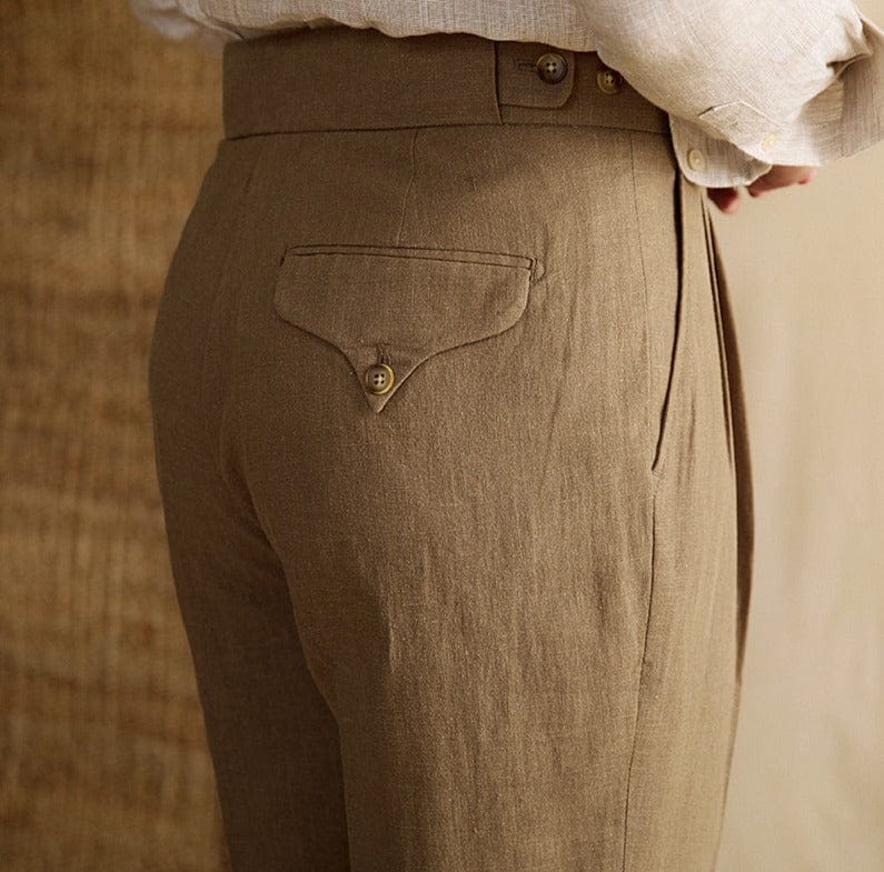 Lässige Leinen Plissierte Hose Herren