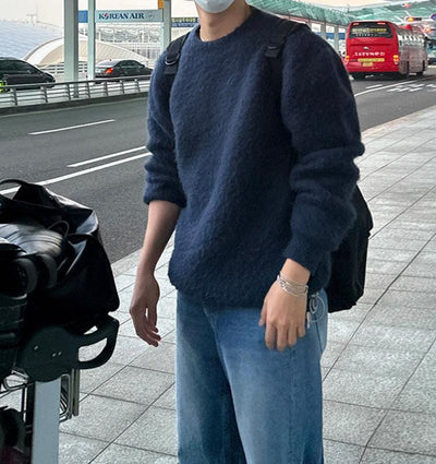 Gemütlicher Rundhals Wollpullover Herren