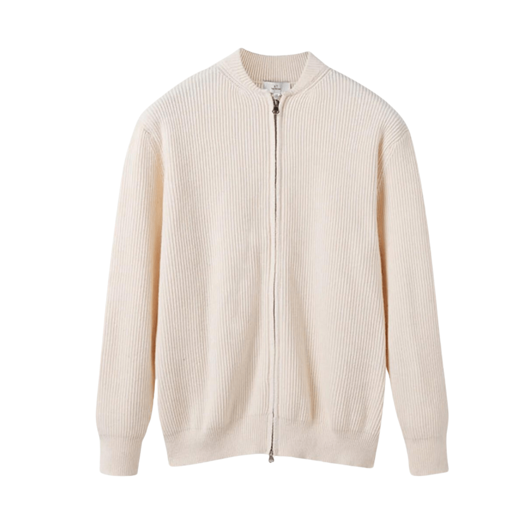 Eleganter Herren Baumwolle Vollreißverschluss Cardigan