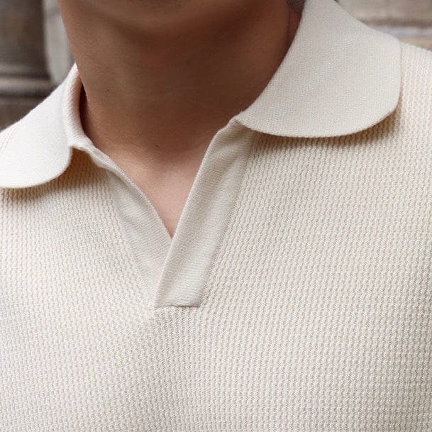 Lässiges Waffelstrick Polohemd Herren