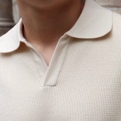 Lässiges Waffelstrick Polohemd Herren